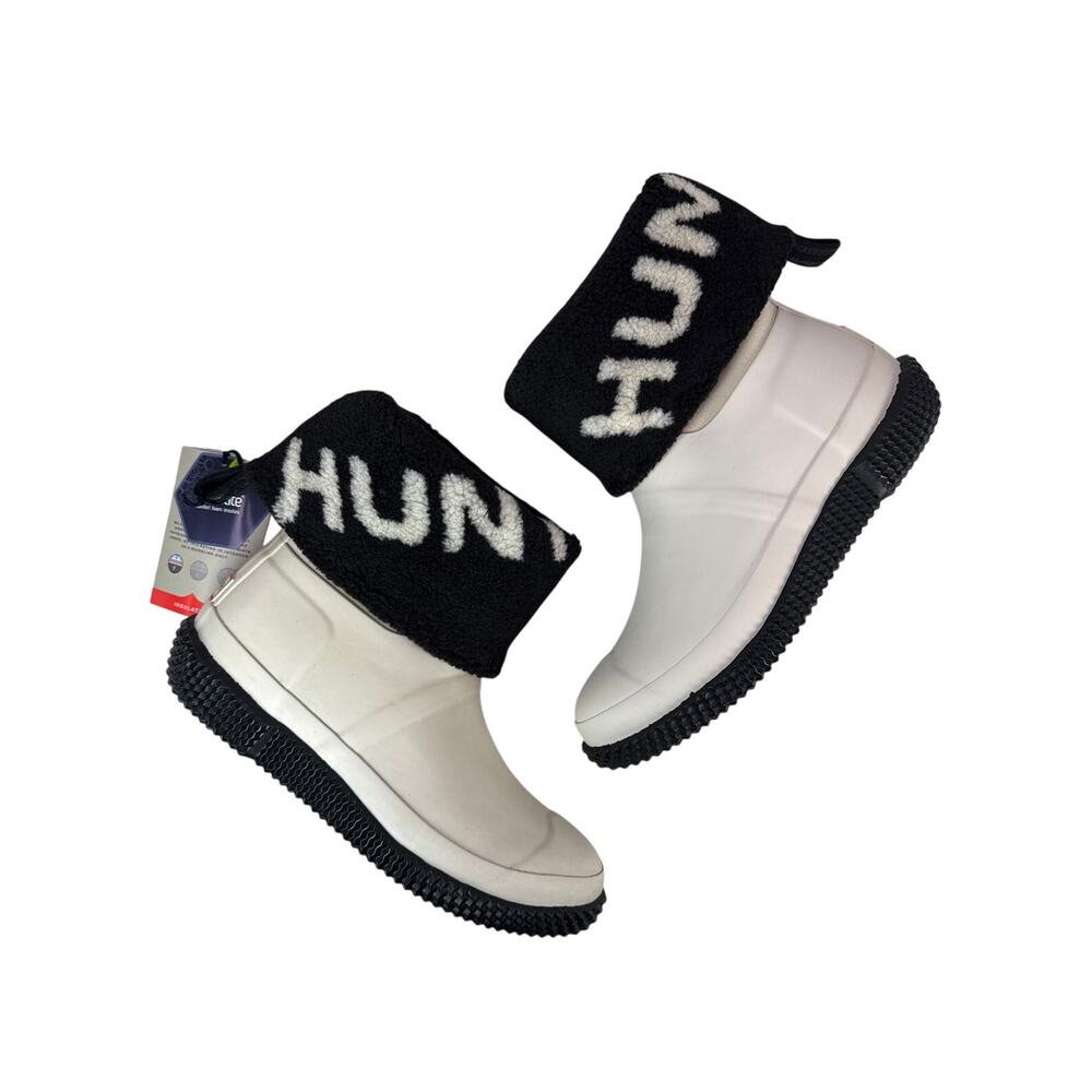 Hunter Original Slipper Snow Boot Womens 8 Insulated Foldable‎ Cuff White Willow